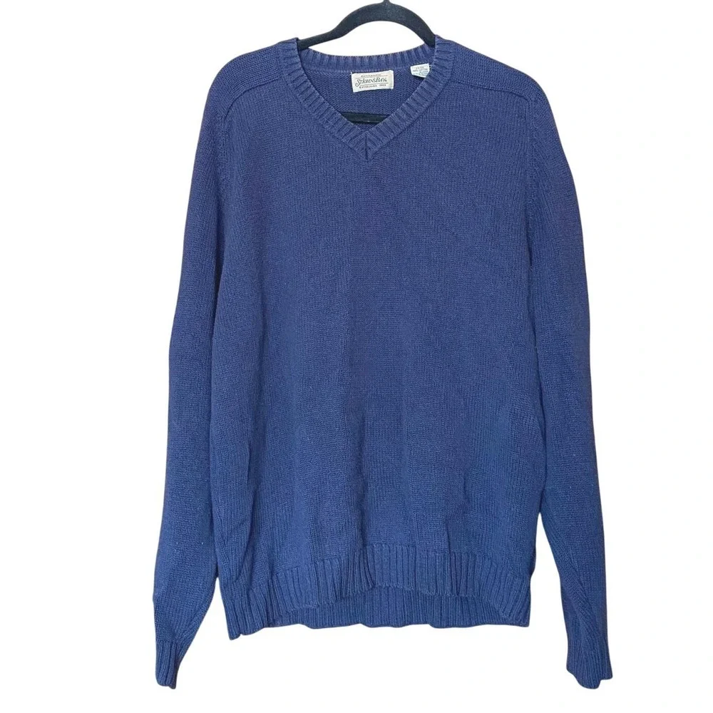 Vintage St Johns Bay 100% Cotton Knit Blue Sweater‎ Large Mens Heritage Preppy